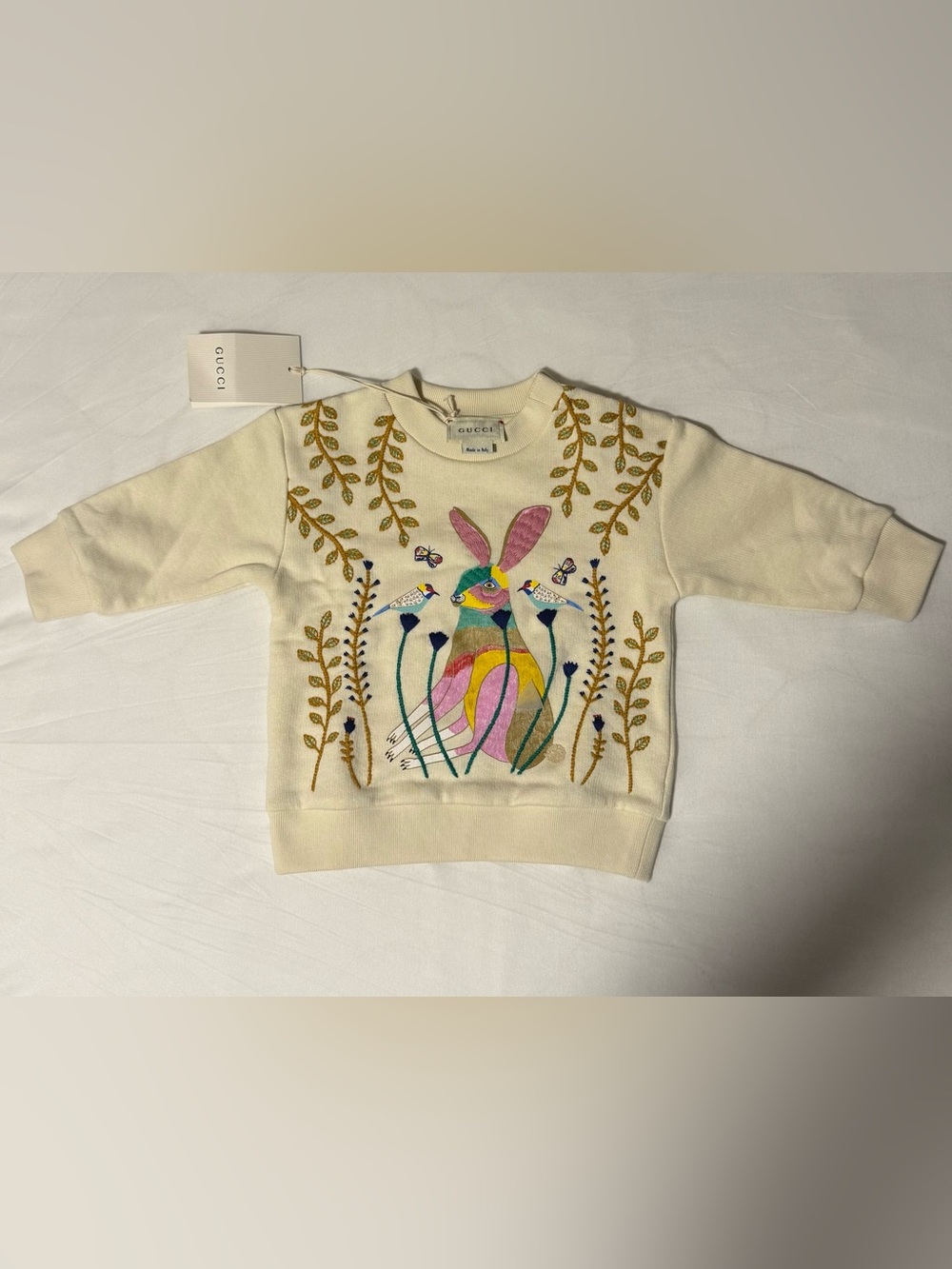 Gucci Babies' X Ashley Percival Embroidered Sweatshirt In Neutrals